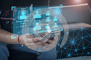 Ai technology. Business using network connection technology, chat data, artificial intelligence by enter information command