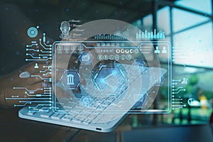 Ai technology. Business using network connection technology, share data, artificial intelligence by enter information command
