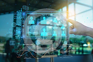 Ai technology. Business using network connection technology, share data, artificial intelligence by enter information command