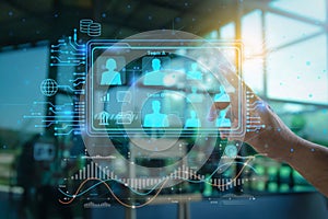 Ai technology. Business using network connection technology, share data, artificial intelligence by enter information command