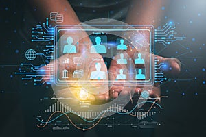 Ai technology. Business using network connection technology, share data, artificial intelligence by enter information command