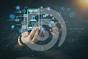Ai technology. Business using network connection technology, share data, artificial intelligence by enter information command