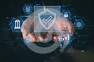 Ai technology. Business using network connection technology, share data, artificial intelligence by enter information command