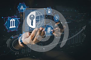 Ai technology. Business using network connection technology, share data, artificial intelligence by enter information command