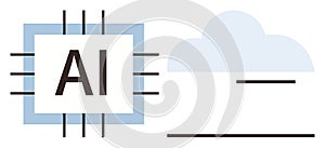 AI Technology Chip with Cloud Computing Integration in a Minimalist Style