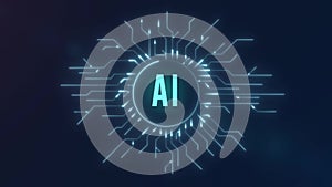 AI technology computer circuit Digital processors motion graphics animation in 4K.