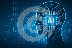 AI Technology Concept with Digital Brain and Data Visualization