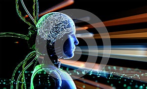 Ai technology with humanoid robot with circuit brain