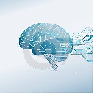 AI Technology Digital Brain Data Stream