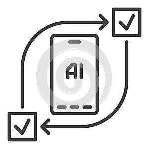 AI Technology in Smartphone vector Artificial Intelligence thin line icon or design element