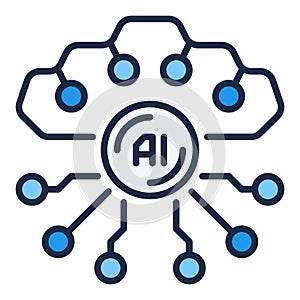 AI Technology vector Artificial Intelligence colored icon or sign