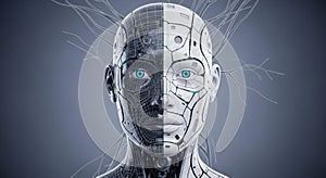 Futuristic AI Humanoid Robot with Split Face