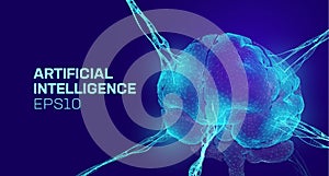 AI vector background. Artificial intelligence brain. Psychology vector background. AI data memory connect. Neuron