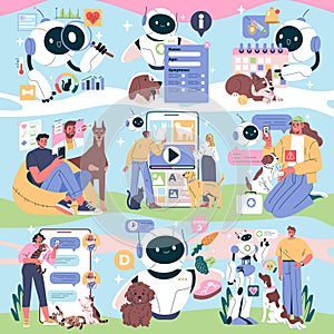 AI Vet Consultant. Flat Vector