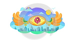 AI Vision Smart City. Surveillance Data Analytics, vector design Generative AI