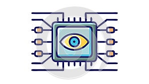 AI Vision Technology, Digital Eye on Chip, Machine Learning, vector design Generative AI