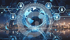 AI visualization of global cybersecurity. generative AI