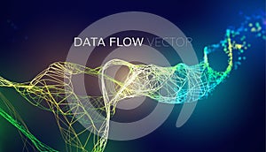 AI wave background. Blockchain data flow. Network line connect stream. AI tech flow