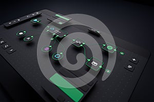 AI workflow automation artificial intelligence software interface nodes triggers data tool dashboard coding icon flow process