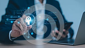 AI workflow automation concept. artificial intelligence software, Businessman uses AI Agent with Coding flow process technology,