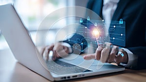 AI workflow automation concept. artificial intelligence software, Businessman uses AI Agent with Coding flow process technology,