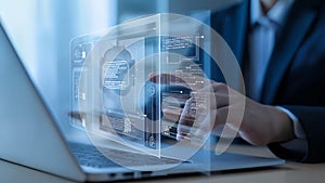 AI workflow automation concept. artificial intelligence software, Businessman uses AI Agent with Coding flow process technology,