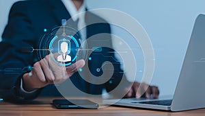 AI workflow automation concept. artificial intelligence software, Businessman uses AI Agent with Coding flow process technology,