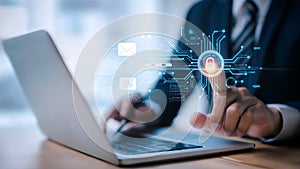 AI workflow automation concept. artificial intelligence software, Businessman uses AI Agent with Coding flow process technology,