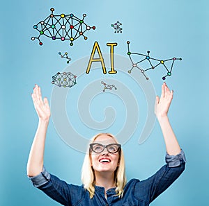 AI with young woman
