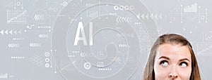 AI with young woman