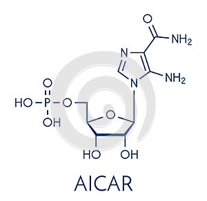 AICA ribonucleotide AICAR performance enhancing drug molecule. Used as doping agent. Skeletal formula.