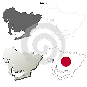 Aichi blank outline map set