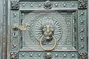 Aicient bronze medieval door knocker