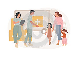 Aid to disadvantaged groups isolated concept vector illustration.