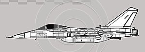 AIDC F-CK-1 Ching-kuo. Vector drawing of multirole tactical fighter.