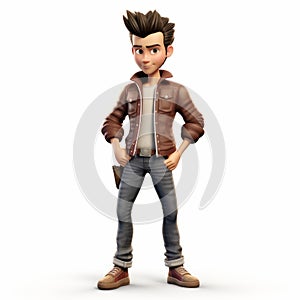 3d Aiden: Full Body With Pompadour Hairstyle On White Background