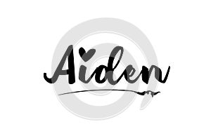 Aiden name text word with love heart hand written for logo typography design template