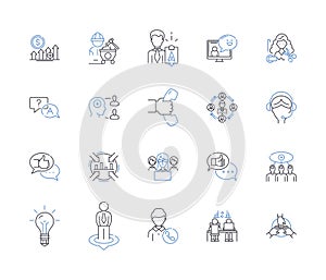 Aides line icons collection. Assistance, Help, Support, Care, Guidance, Comfort, Aid vector and linear illustration