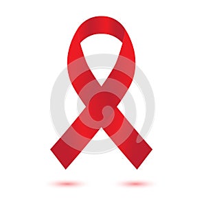 Aids awareness red ribbon on white background