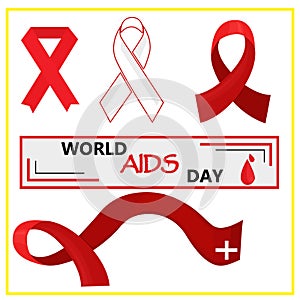 AIDS awareness. World AIDS Day. Varieties Red Ribbon.