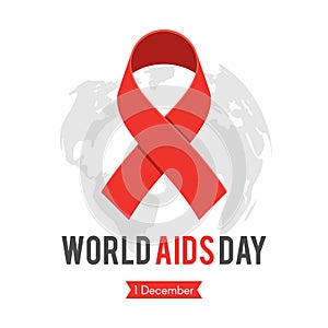 AIDS day with map and red ribbon