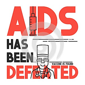 AIDS has been defeated. Medical concept flat banner.