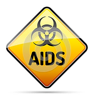 AIDS HIV Biohazard virus danger sign with reflect and shadow on