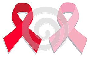 Aids and pink breast cancer ribbon photo