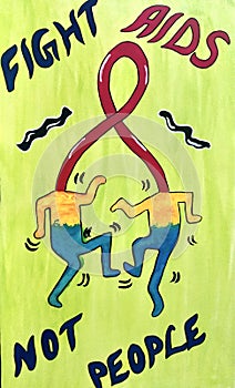 Aids Poster.Painting.sketch.oil painting.Color and tone.Watercolor.Pastel.still life painting.