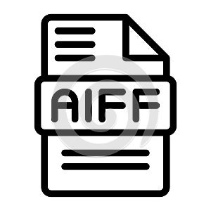 Aiff file type icons. Audio extension icon outline design. Vector Illustrations
