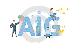 AIG, American International Group. Concept with keyword, people and icons. Flat vector illustration. Isolated on white.