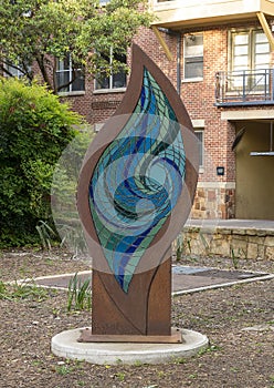 `Aigue-Marine` by Pascale Pryor, public art in Bosque Park in Addison, Texas.