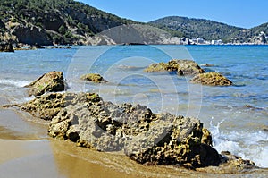 Aigues Blanques beach in Ibiza Island, Spain photo