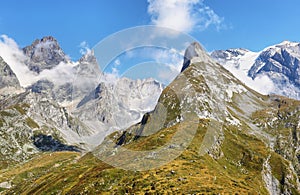 Aiguille de la Vanoise from Le Moriond in Vanoise national park, french alps, France